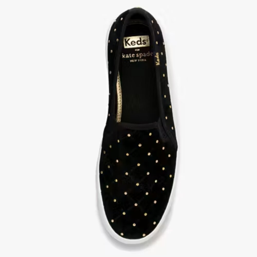KEDS KATE SPADE New York Black Sneakers Double Decker Quilted Velvet SZ 7.5 - Picture 5 of 16